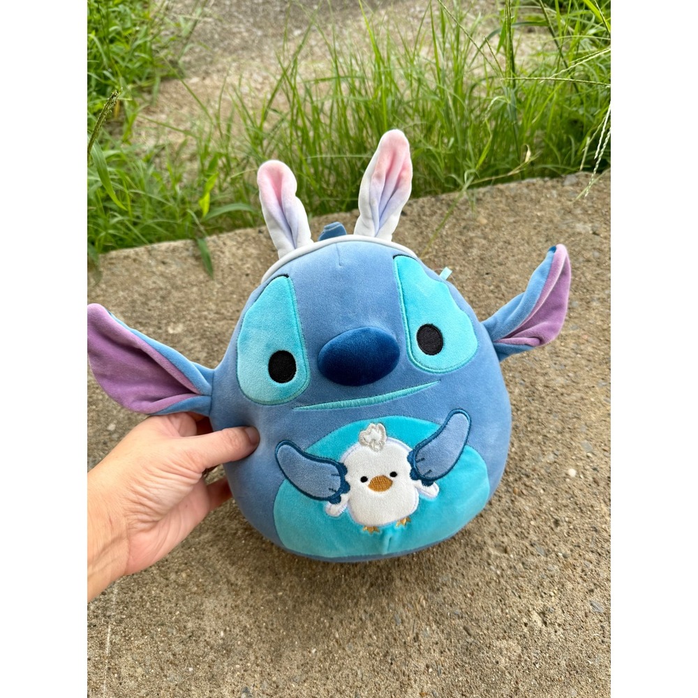 Disney Squishmallows Stitch with Bunny Ears and Chick Easter Plush 8 Inch Blue